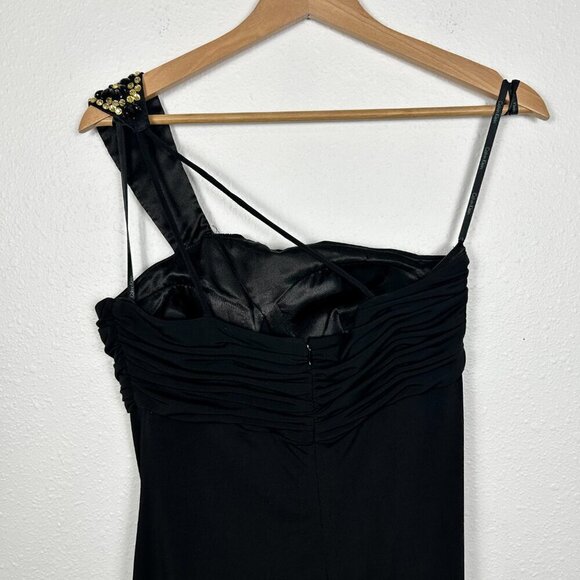 Calvin Klein Vintage 90's Y2K black one shoulder ruched babydoll mini dress Sz:6 - Picture 13 of 15